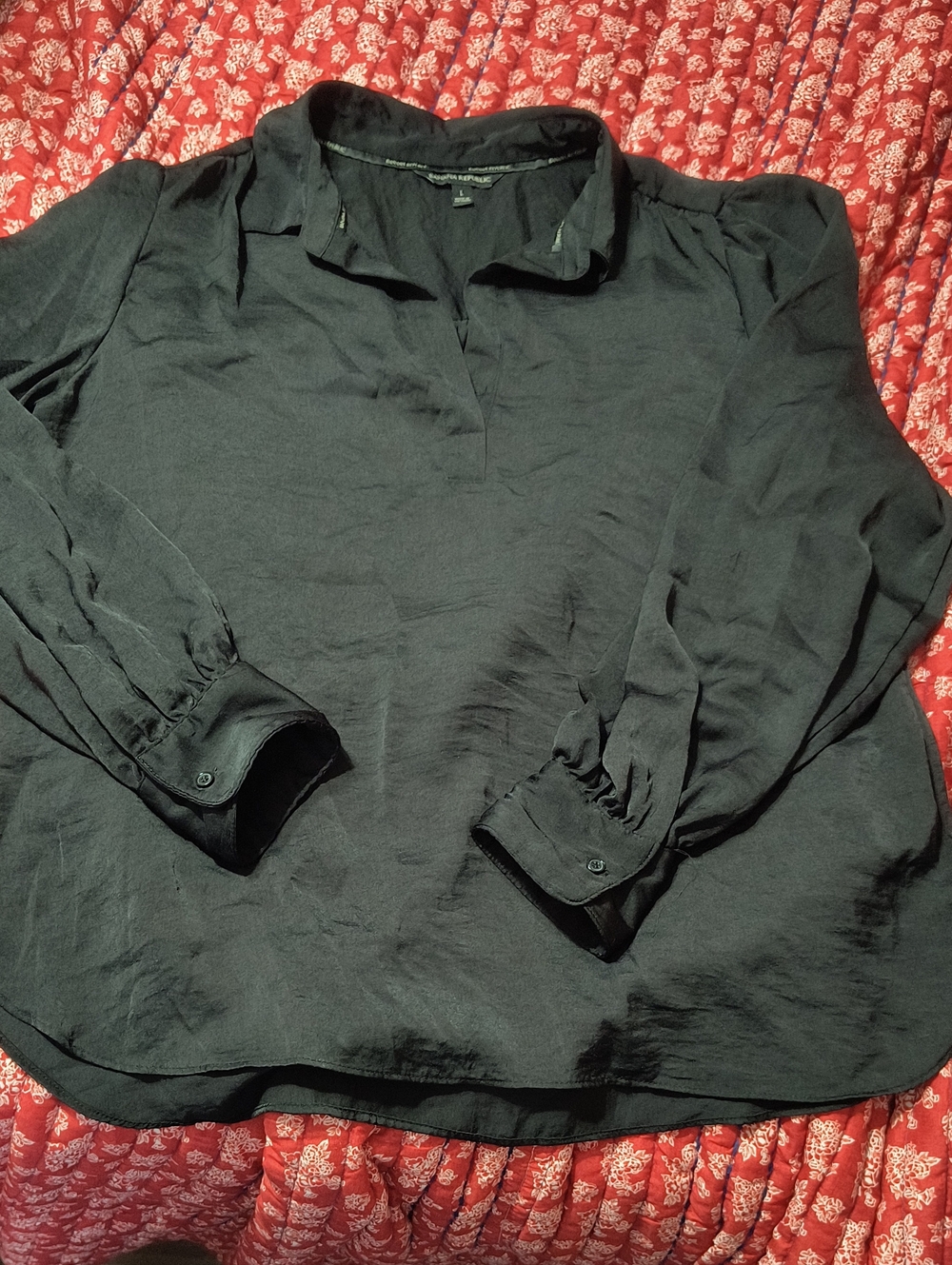 Banana Republic Black Long-Sleeve Blouse